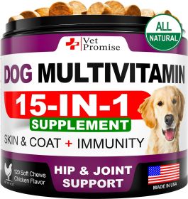 Dog Multivitamin with Glucosamine Senior & Puppy Multivitamin Pet Joint Support Health Immunity Mobility Energy Gut Skin 120 Chews