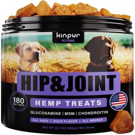 NATURAL CALMING CHEWS FOR DOGS WITH HEMP OIL AND VALERIAN ROOT HIP AND JOINT HEALTH DUCK FLAVORED 180 CHEWS