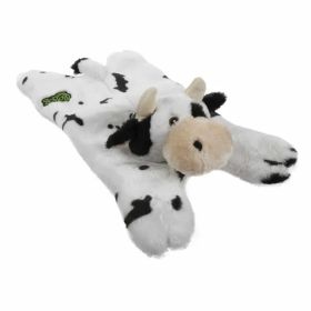 goDog Barnyard Buddies Cow Squeaky Plush Flattie Dog Toy - WWGD70293