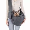 JESPET Comfy Pet Sling for Small Dog Cat, Hand Free Sling Bag Breathable Soft Knit with Front Pocket, Pet Pouch. Machine Washable - PBC-3428GR