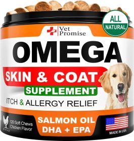 Omega 3 for Dogs Dog Skin and Coat Supplement Fish Oil  Allergy and Itch Relief Anti Shedding Supplement Dry Skin Treatment Salmon Oil 120 Treats