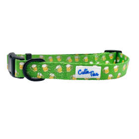 Cutie Ties Fun Design Dog Collar (Color: Green Beer, size: large)