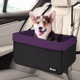 JESPET & GOOPAWS Dog Booster Seats for Cars, Portable Dog Car Seat Travel Carrier with Seat Belt for 24lbs Pets (Color: Purple, size: 16" L x 13" D x 9" H)