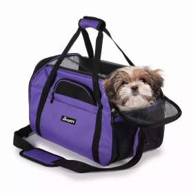 JESPET Soft-Sided Kennel Pet Carrier for Small Dogs, Cats, Puppy, Airline Approved Cat Carriers Dog Carrier Collapsible, Travel Handbag & Car Seat (Color: Purple, size: 17" x 9" x 11.5")