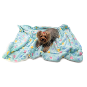 Ultra Plush Colorful Hearts Blanket (Color: Blue, size: 30" x 20")