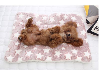 Cat dog sleeping mat warm thickened Sleeping pad blanket;  dog house warm mattress pet cushion (colour: Blue stars, size: No.3 49*32cm)