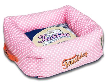 Touchdog Polka-Striped Polo Easy Wash Squared Fashion Dog Bed (size: large)